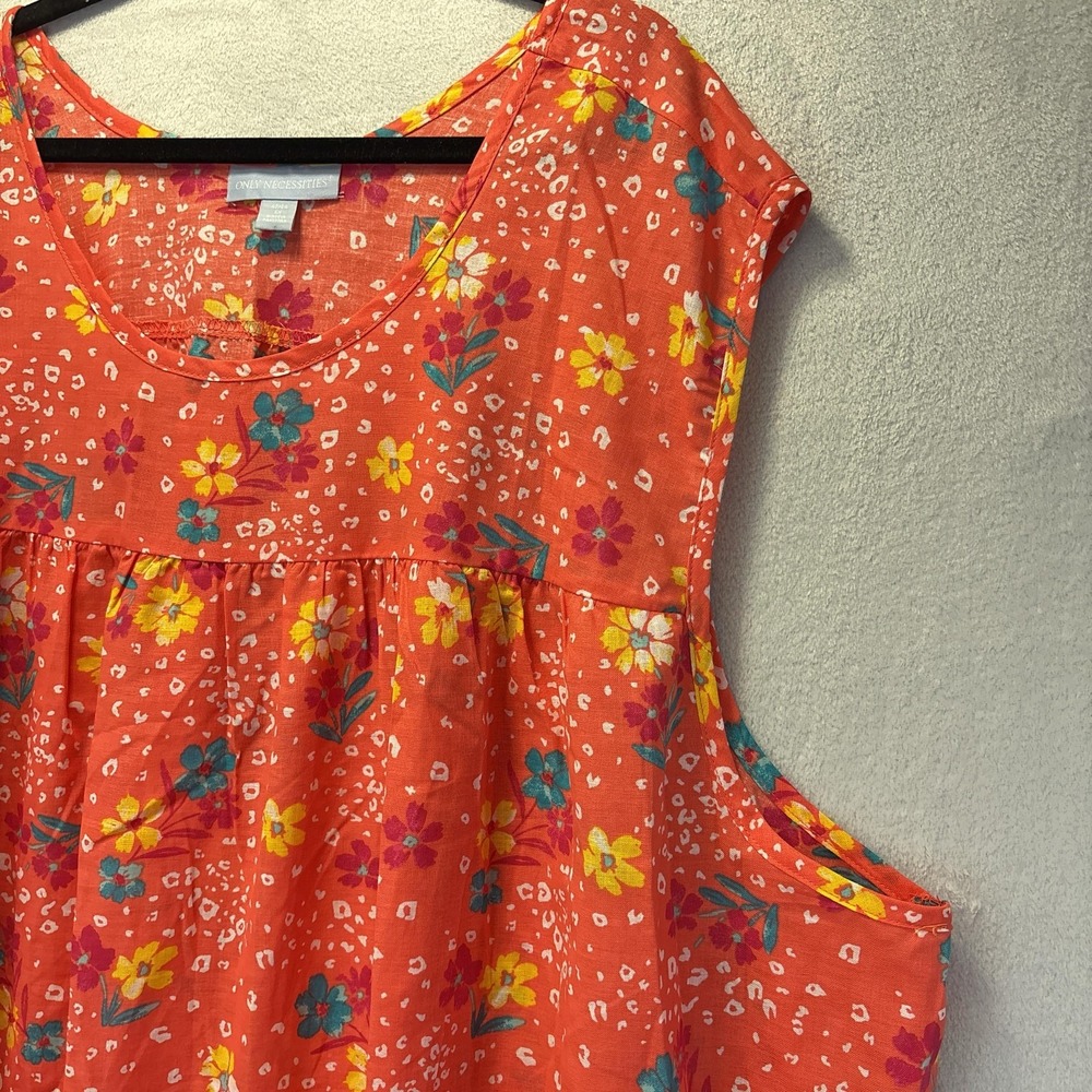 Only Necessities House Dress Womens 6X Orange Floral Sleeveless Pockets Muu Muu - Picture 7 of 11